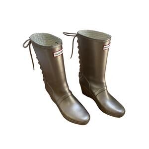 Hunter Women's Olive Green Lace-Back Rain Boots